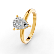 Pear Cut Real Moissanite Claw Prong Solitaire Ring 14K Gold Plated